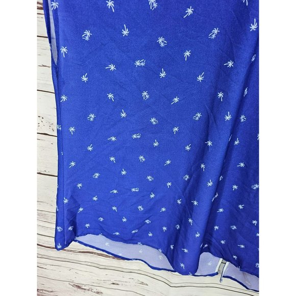 Torrid Blue Palm Dolman Sleeve Back Button‎ Sheer Top Size 5 - Picture 3 of 12